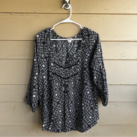 Mossimo Supply Co Boho Long Sleeve Blouse - SZ Large - Lightweight Modest Casual - Picture 1 of 5